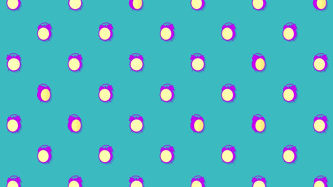 Abstract Minimal pop art motion design animation of dancing alarm clock. Color background. Seamless looping animation. Modern, motion design for poster, cover, branding, banner, placard. 4k