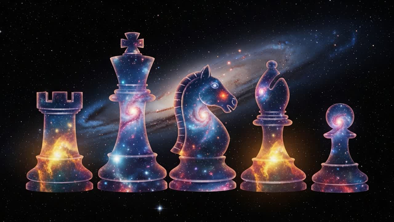 A Cosmic Chess Set: Blending the Depths of Space with the Strategic Art of Chess in an Imaginary Universe of Stars and Galaxies