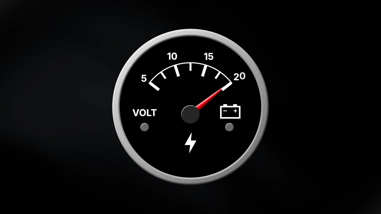 Digital Voltage Gauge Showing Battery Charge Level