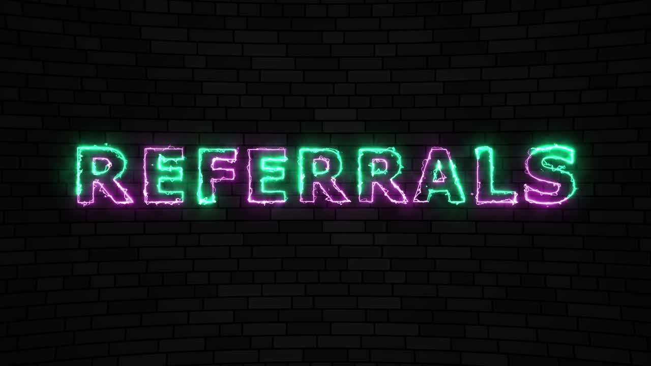 'referencias' líneas de borde de neón verdes y rosas animación del título. texto animado de bucle sin costuras simple. tipografía en 4k gráfico de movimiento