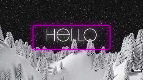 animación de hello over night paisaje de bosque de invierno