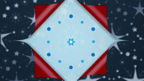 animación de papel de regalo que se abre sobre las estrellas