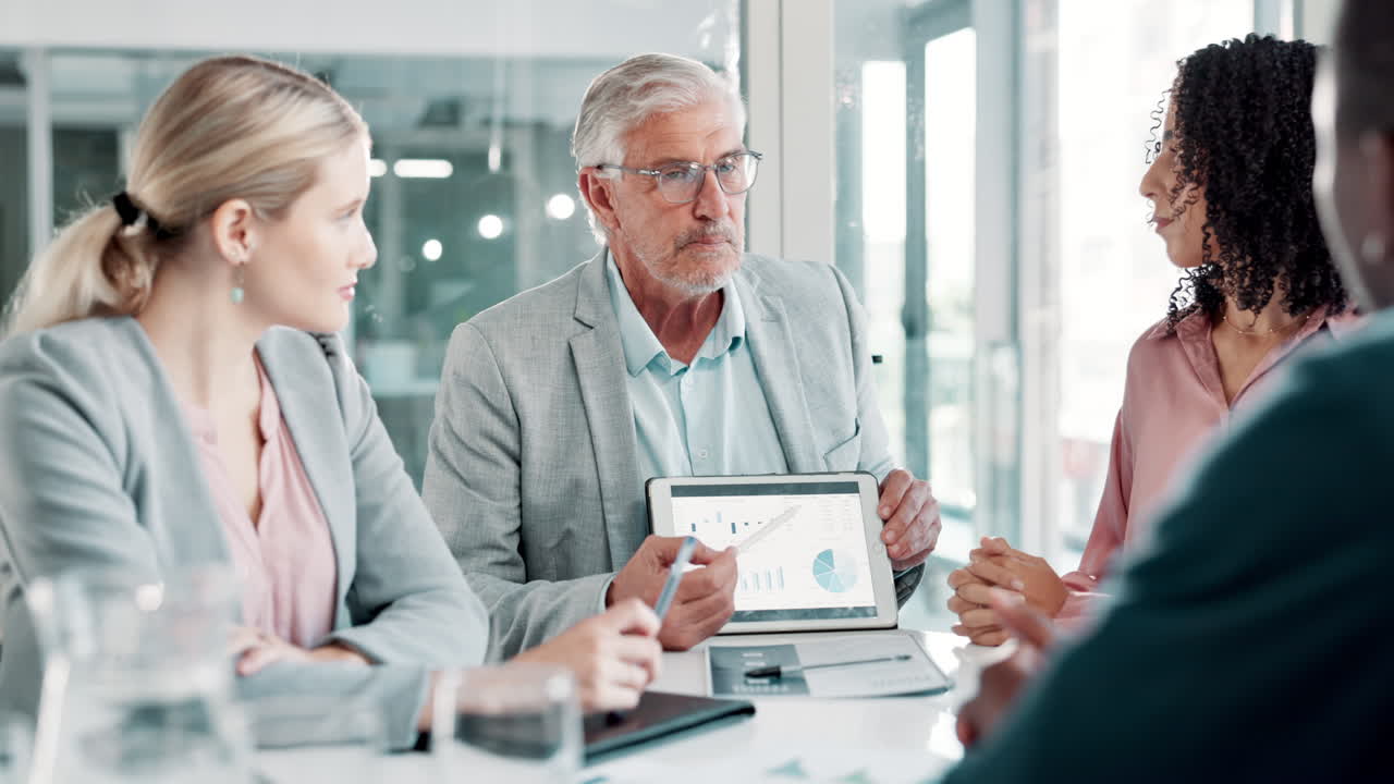 Business meeting with data presentation