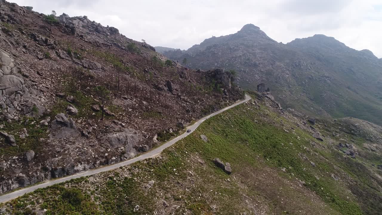 Mountain Road in Natural Park of Ger&ecirc;s, Portugal Aerial view
