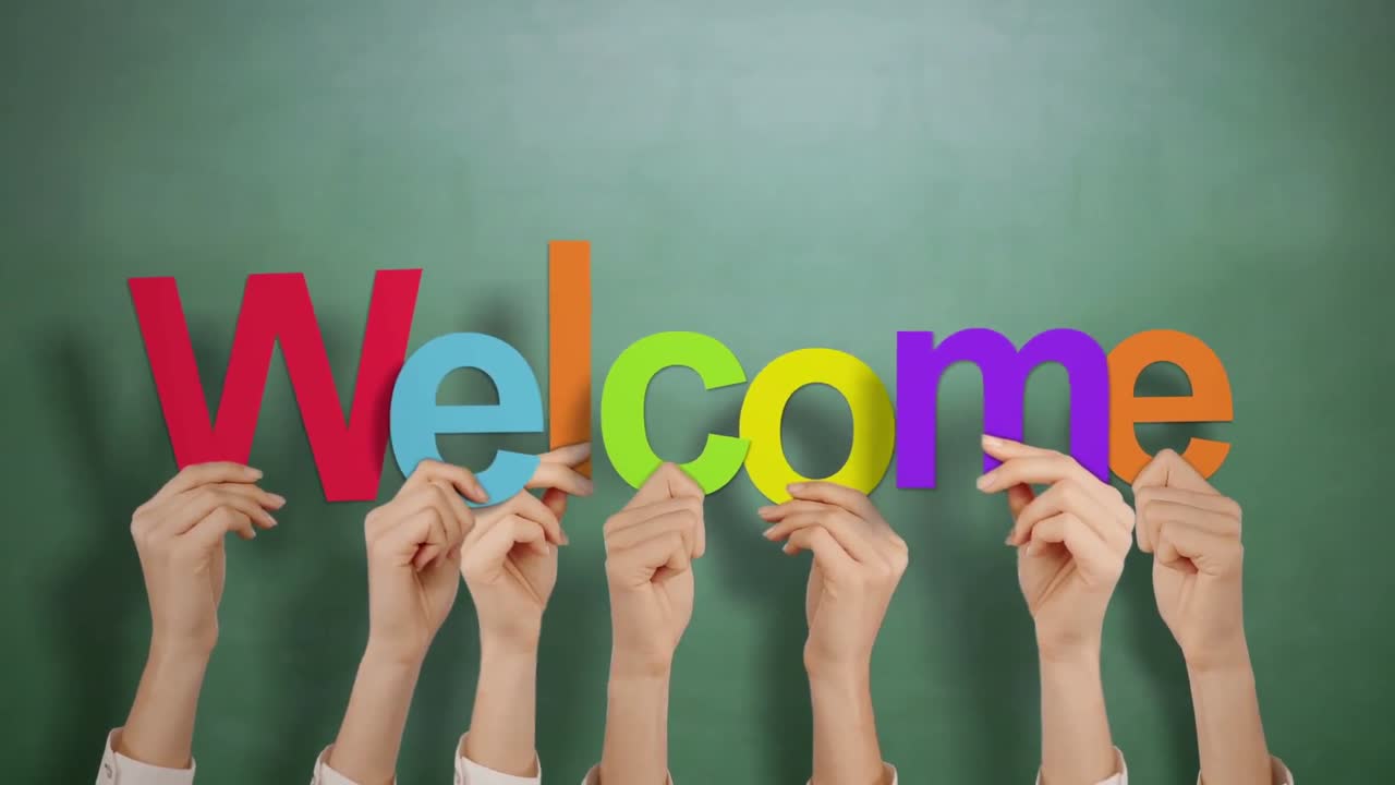 손을 들고 환영합니다.