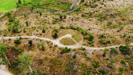 Popular-stone-circle-landmark-in-Leśno,-Chojnice-County-in-northern-Poland--aerial