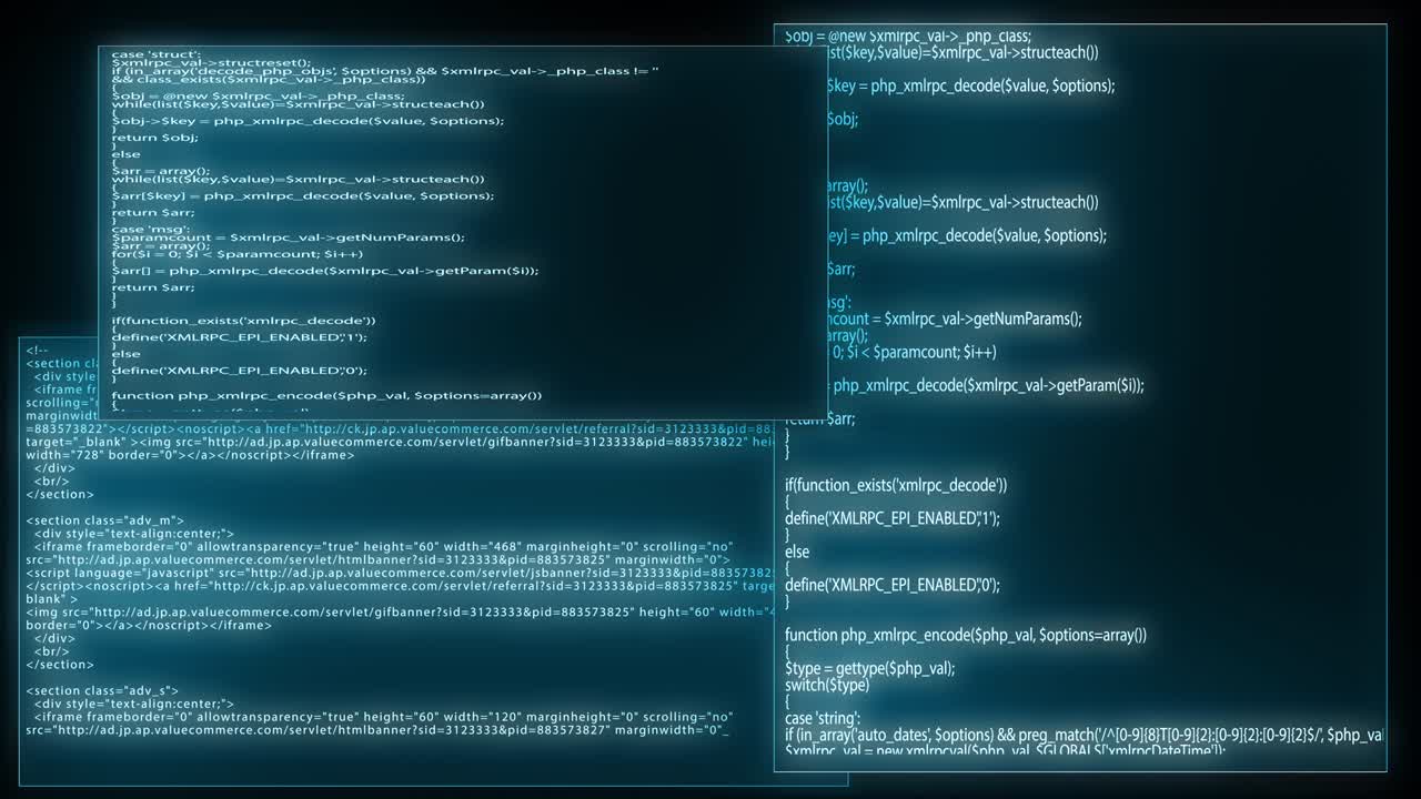 kod źródłowy programowanie ekranu tekst przewijania animacja
