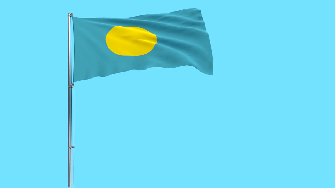 파라우의 발이 바람에 날아다니는 파라우 발을 파란색 배경으로 3d 렌더링합니다.