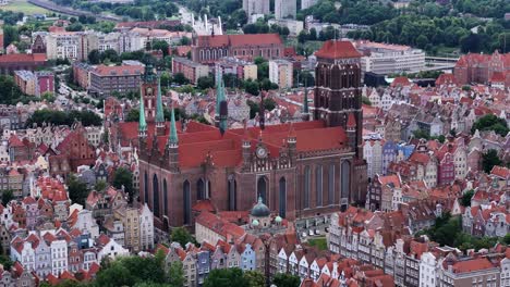 aerial view of st. mary's church in gdańsk, poland