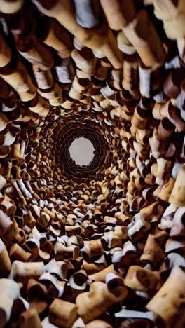 abstract spiral of wooden forms