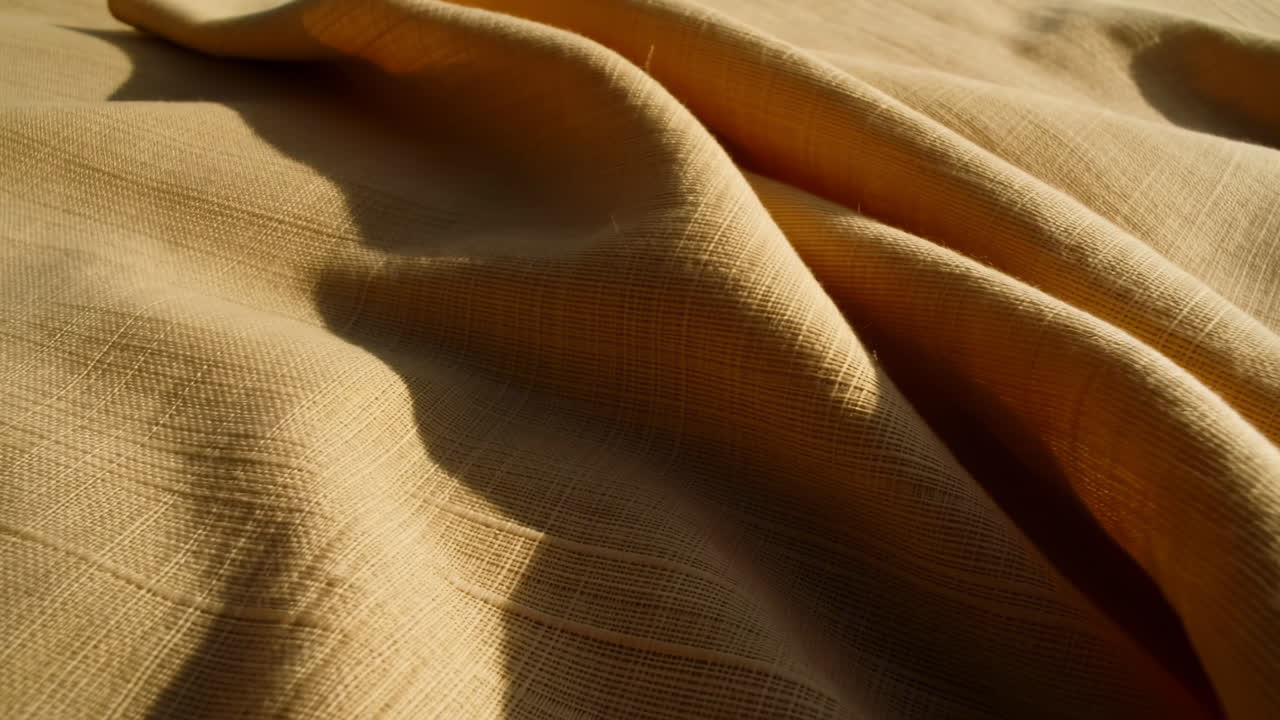 Primo Piano di Tessuto Beige Morbido con Pieghe e Trama