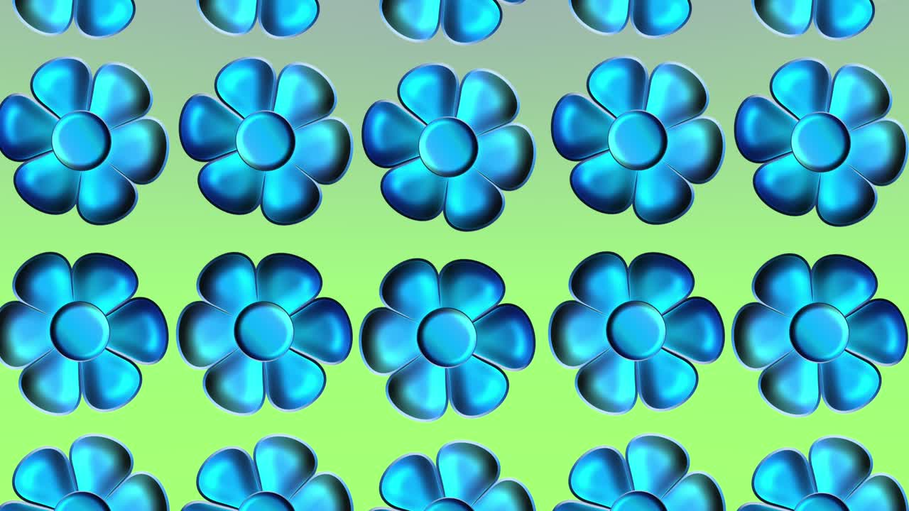 많은 회전하는 꽃들이 아래로 떨어지고, 판타지 아트 애니메이션 루핑 효과, 봄