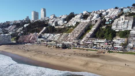 Aerial-view-Cityscape-of-Viña-del-Mar,-coast-Chile