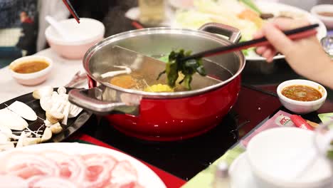 cooking and sharing hotpot meal together