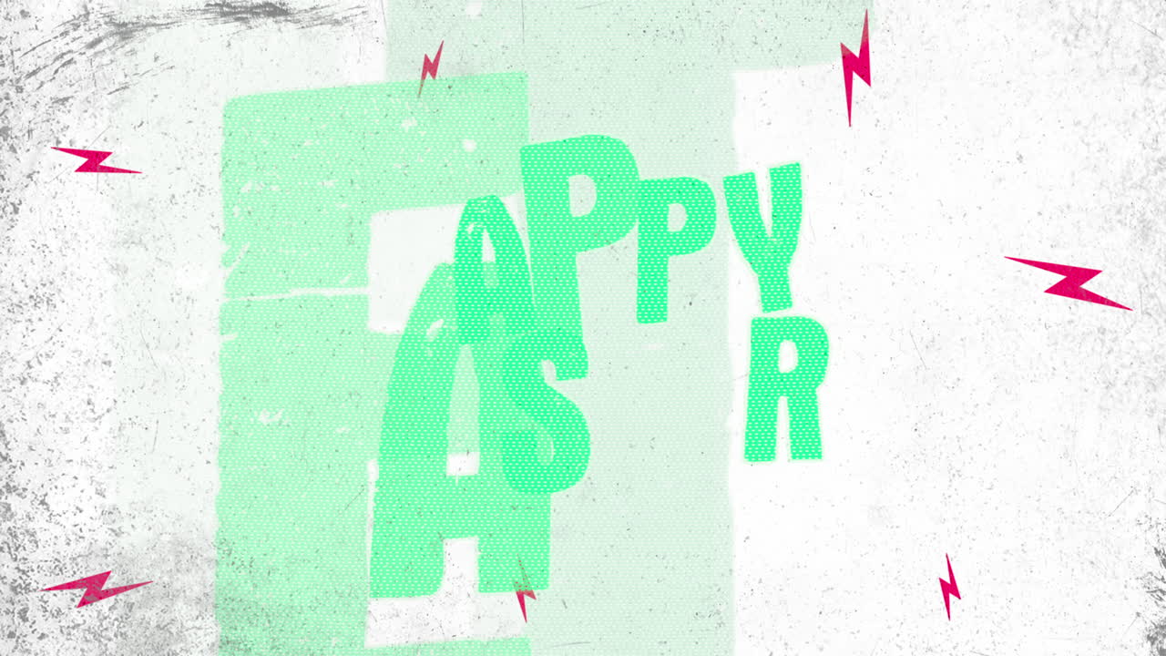 saludos de pascua coloridos con relámpagos feliz texto de pascua