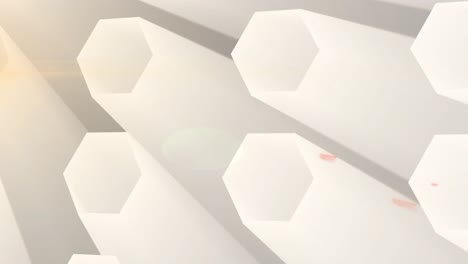 animation of glowing network of 3d white hexagon shapes