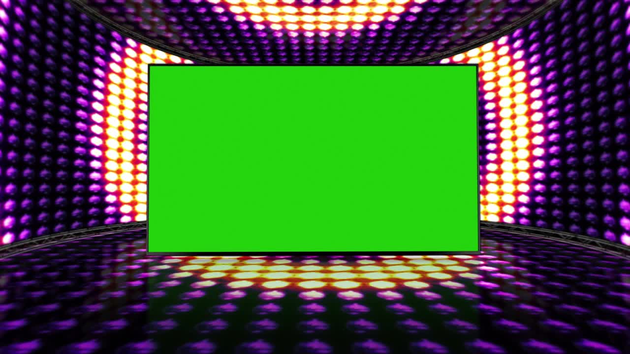 la bombilla del círculo ilumina el fondo de la habitación con pantalla verde, bucle, 4k