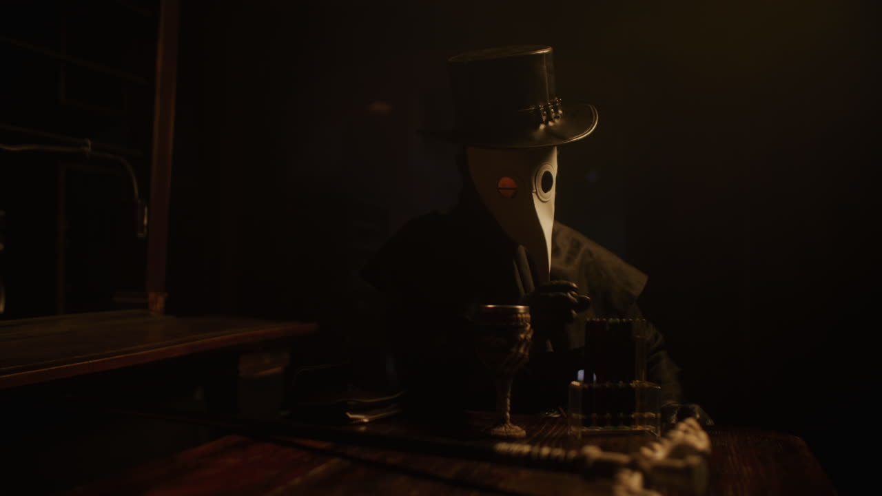 Plague Doctor in a Dark Room