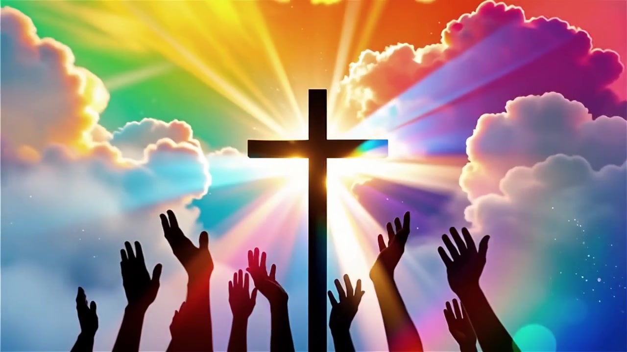 Christian Cross Heavenly Light Worship Background