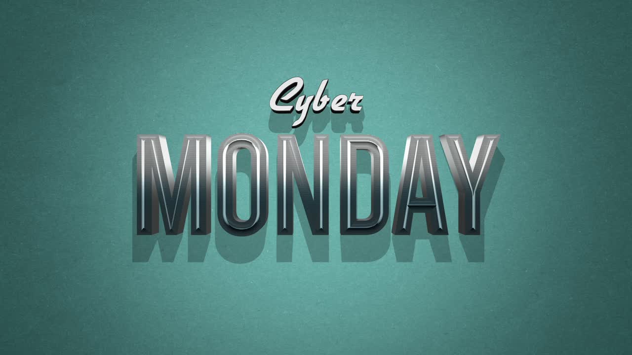 texto retro del lunes cibernético al estilo de los años 80 en una textura grunge verde