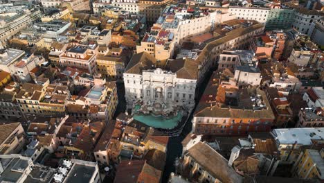 Hermosa-Vista-De-Drones-Sobre-La-Famosa-Fuente-De-Trevi-De-Roma