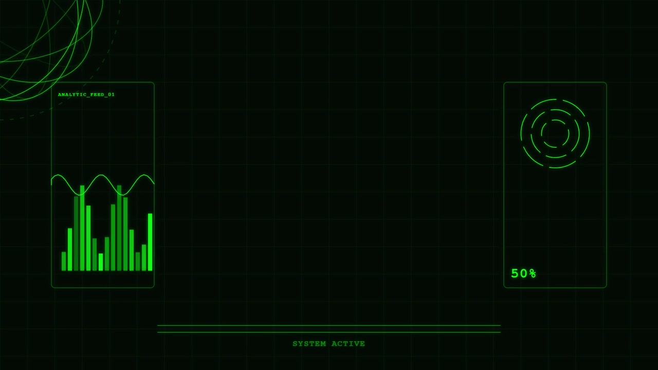 Digital Interface Loading Screen with Green Data Visualization