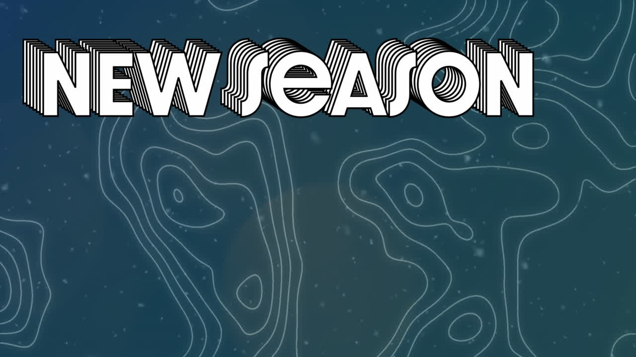 백색 문자로 새 시즌 텍스트의 애니메이션 백색 지도 선을 배경으로