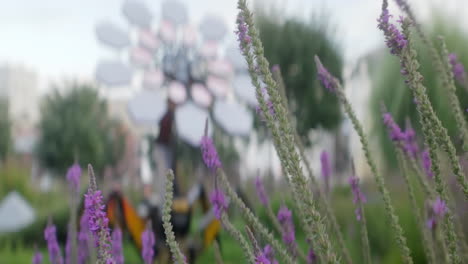 flores púrpuras y arte público