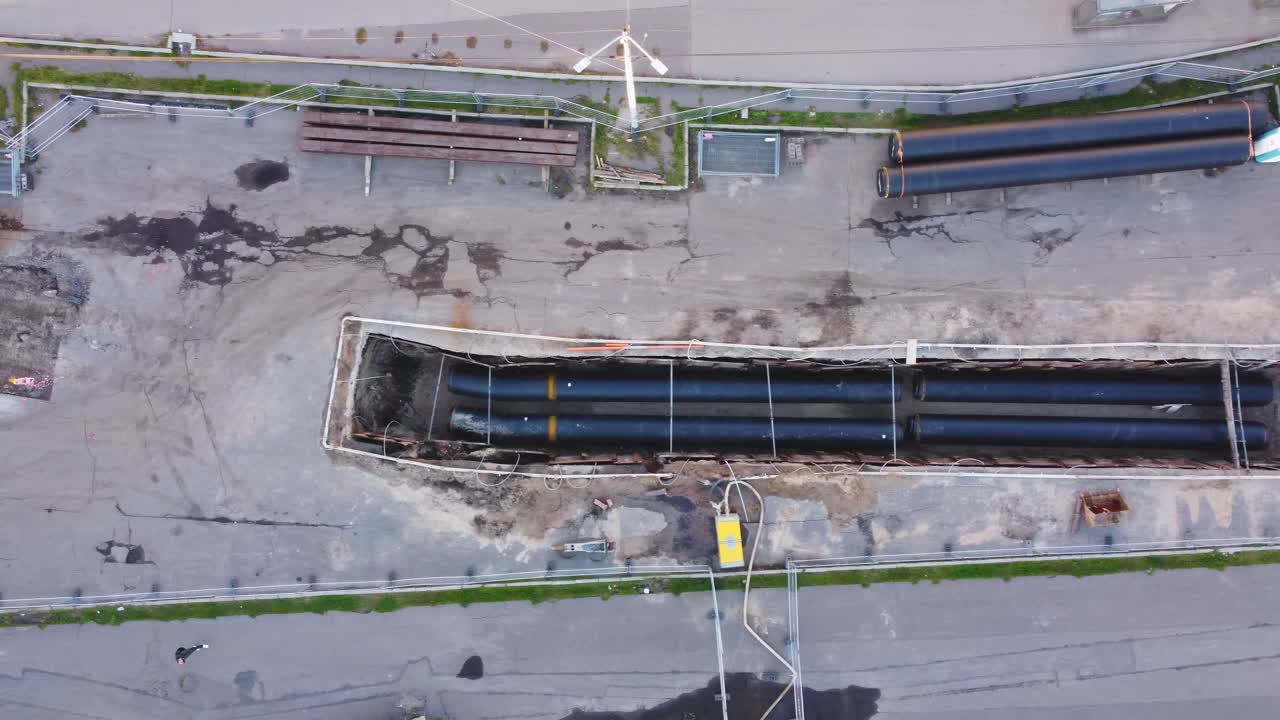 Aerial View of Pipeline Construction and Repair