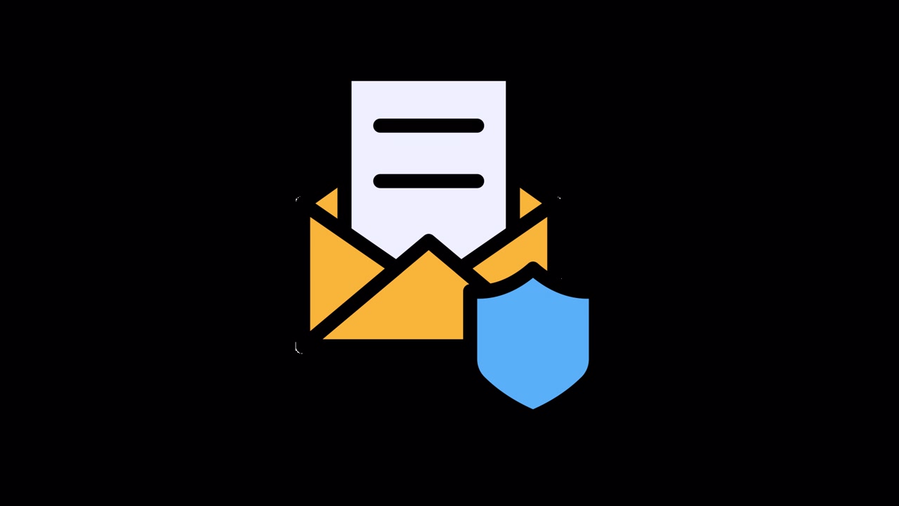 Animated Secure Email Icon with Shield and Checkmark