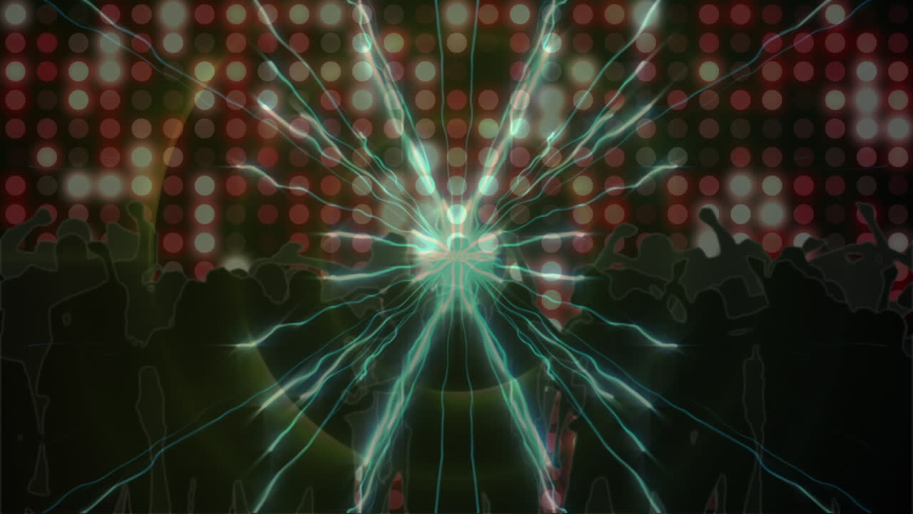 춤추는 사람들과 함께 빛나는 반점과 빛의 흔적의 애니메이션