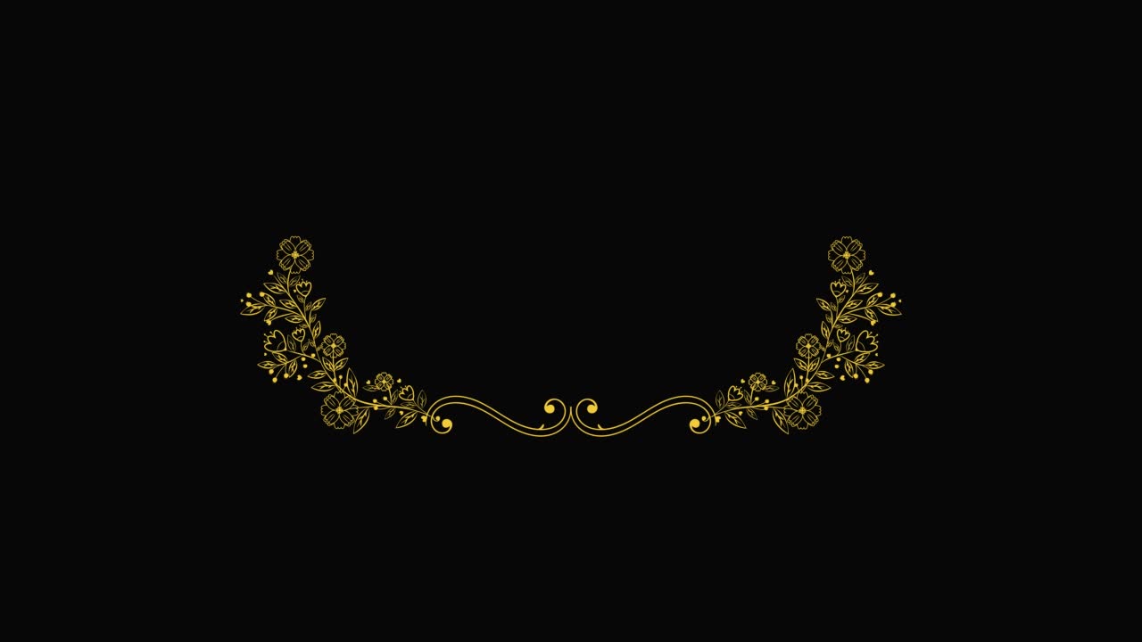 animated floral art Text Frame With alpha channel. Wedding titles