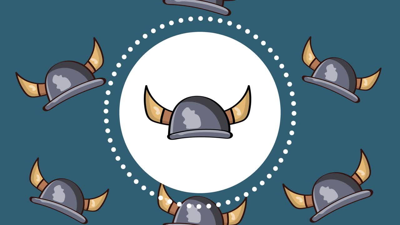 el concepto de animación del casco vikingo.