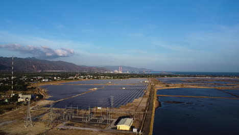 renewable electricity power plant station with solar panels