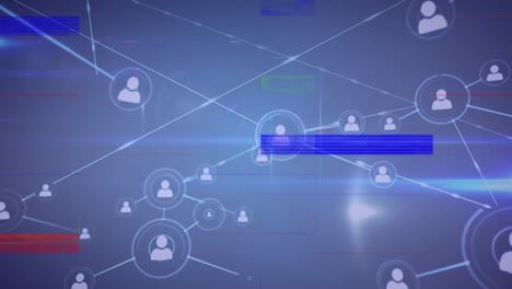 animación de interferencia a través de la red de conexiones con iconos en fondo negro