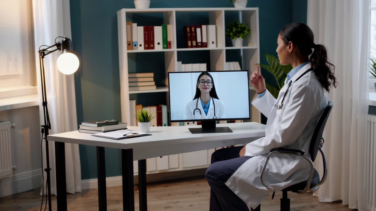 Medico che effettua un consulto virtuale