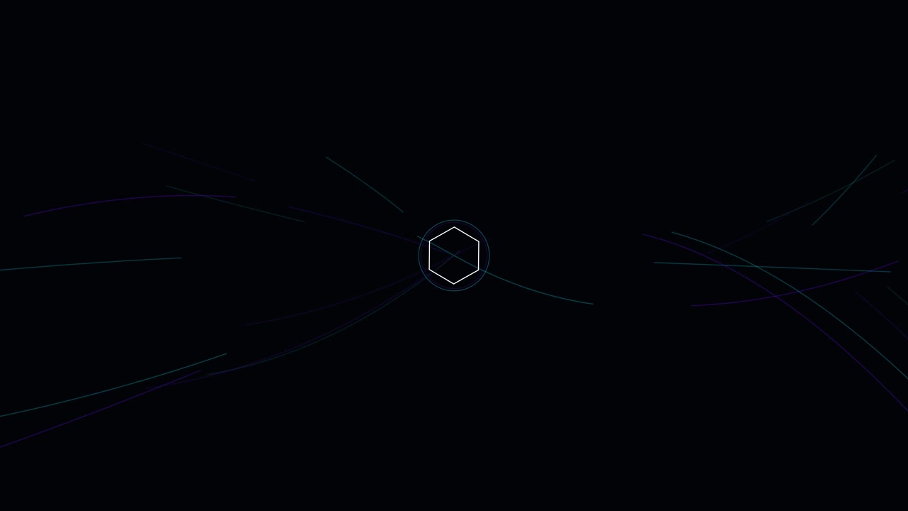 Abstract Motion Graphic with Pulsing Hexagon and Flowing Lines