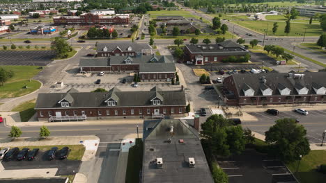 4k aerial view of lawrence suburbs residential distrcit, forward, fyover