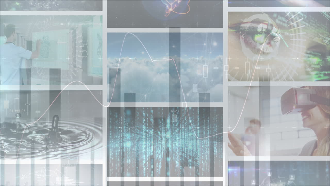 스크린을 통해 통계 및 데이터 처리의 애니메이션