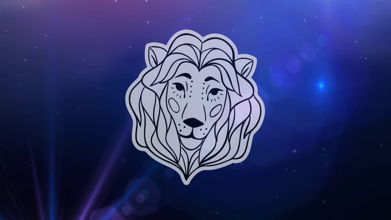 animación del símbolo del signo de la estrella de leo sobre las estrellas brillantes