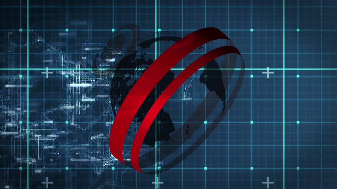 animación del globo que gira sobre el espacio azul marcado