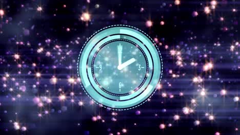Animation-of-clock-over-glowing-lights