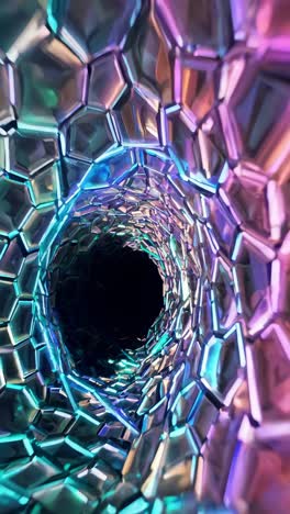 abstract neon hexagonal tunnel vortex