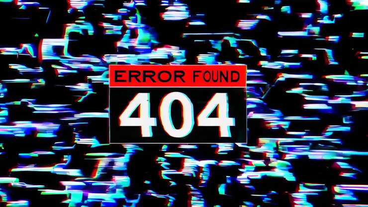 Pagina di errore 404 con arte glitch