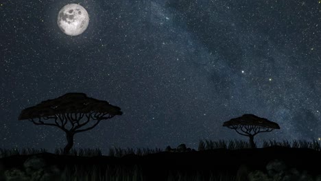 time-lapse of moon phases against a starry sky.