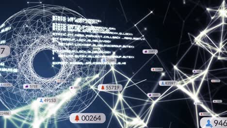 미디어 아이콘의 애니메이션 및 원을 통해 연결 네트워크