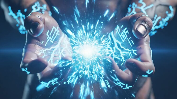 Mãos gerando energia