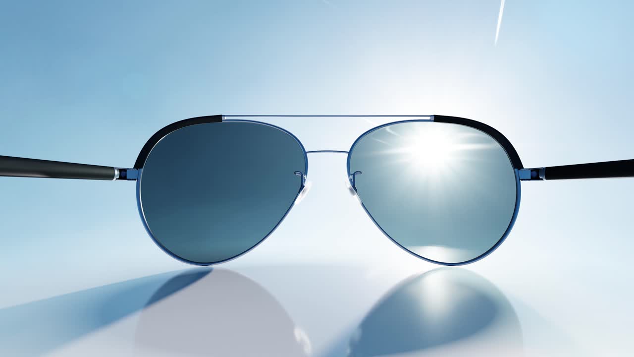 Stylish Aviator Sunglasses with Moving Light Reflection
