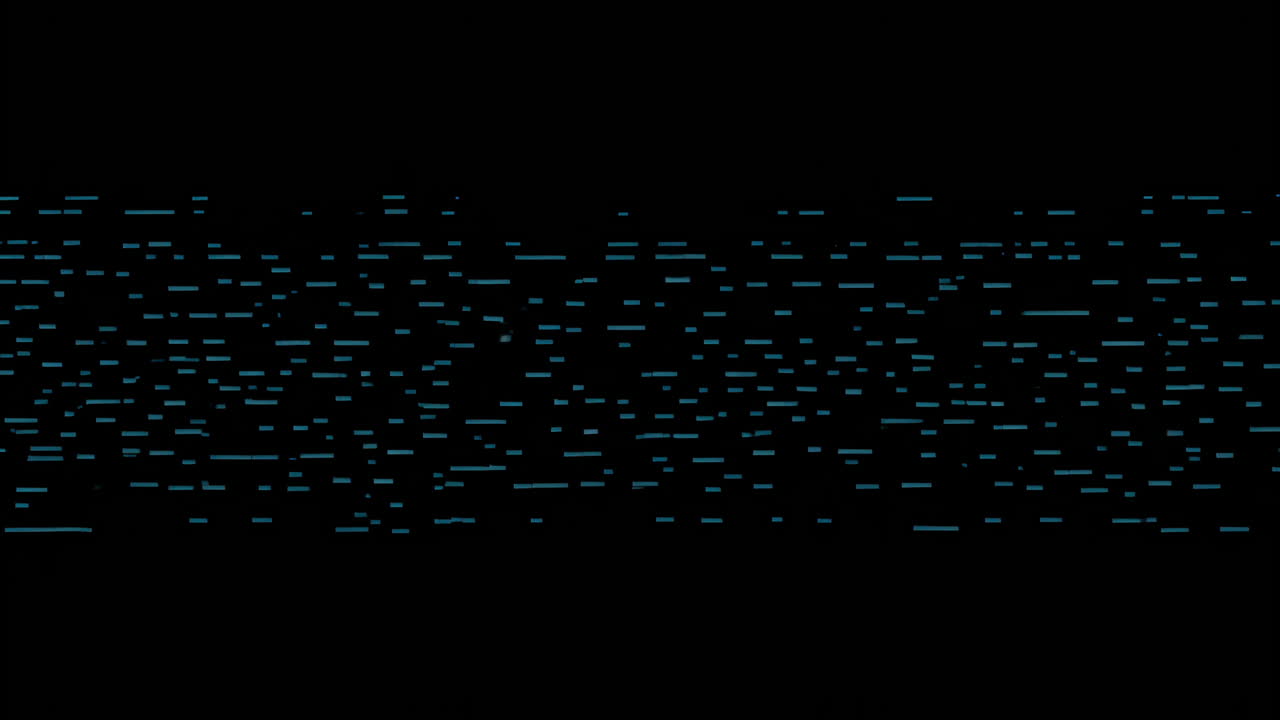 Blue horizontal lines moving across black background, abstract animation in motion, copy space