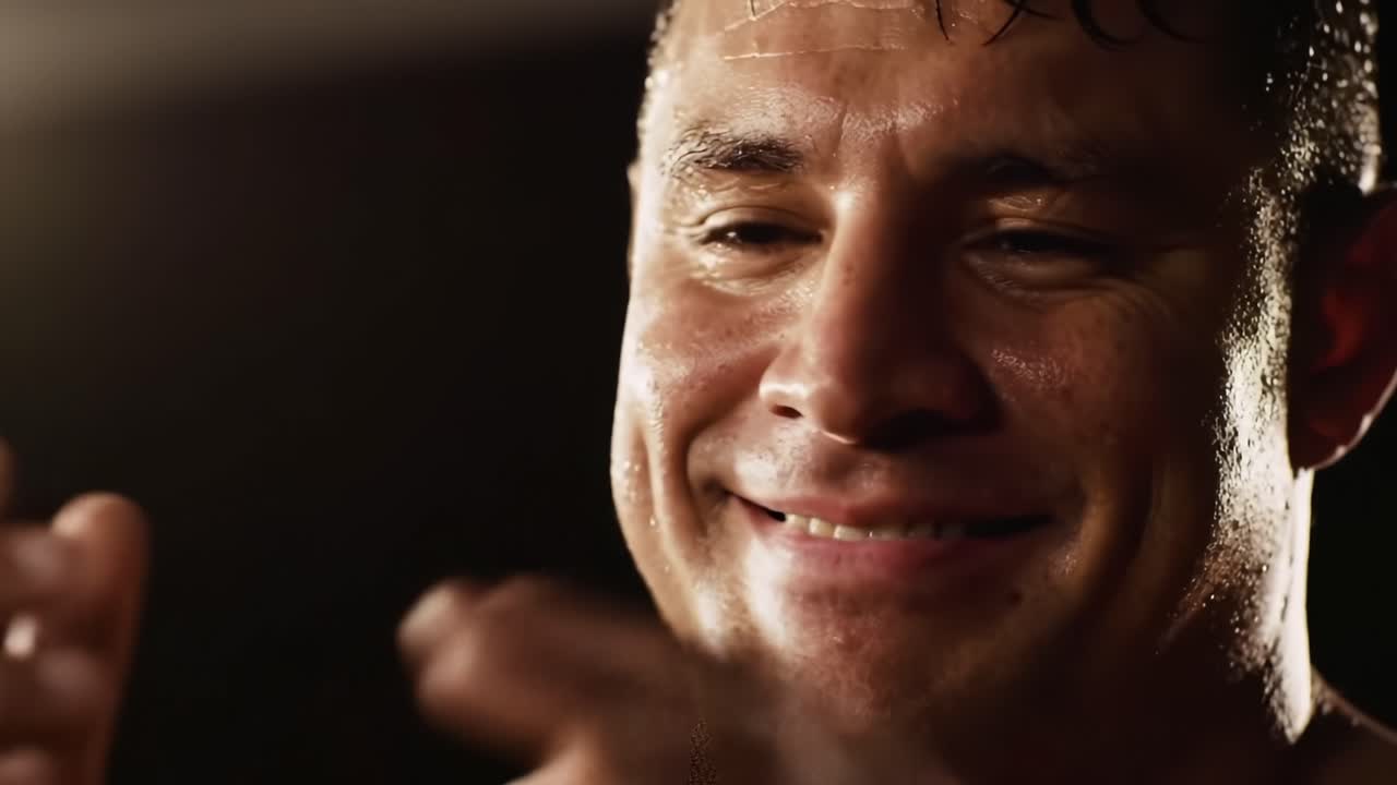 Athlete Celebrates Victory With a Confident Smile After an Intense Training Session